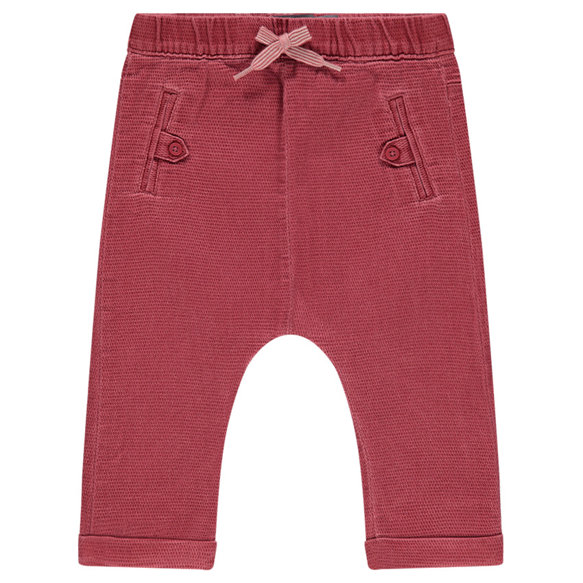 Pantalon en coton fantaisie surteint avec poches passepoilées 
