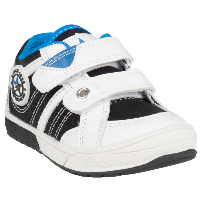 Baskets basses à scratchs bi-matière avec patch en gomme 