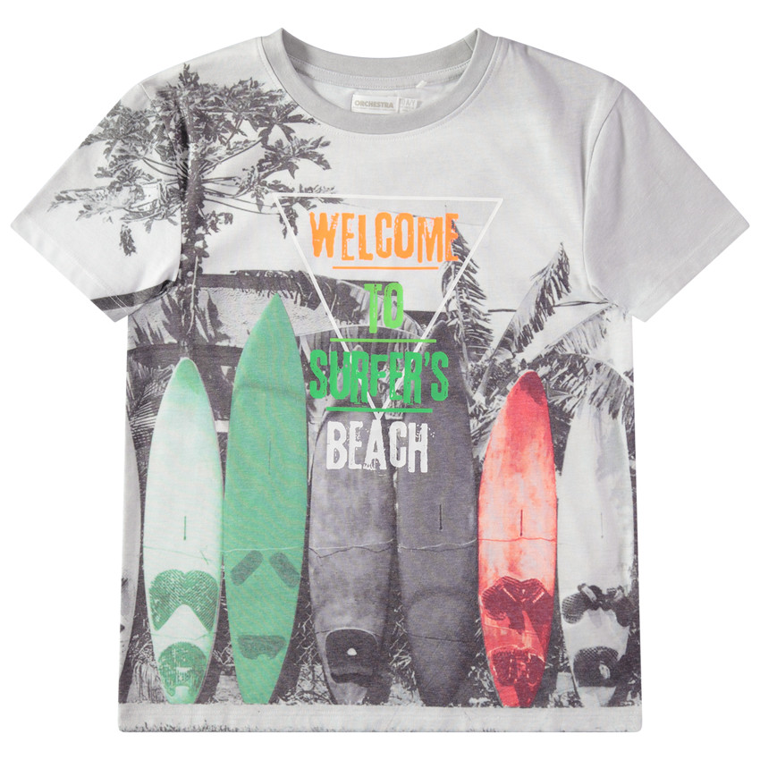 Junior - T-shirt manches courtes avec planches de surf printées all-over 