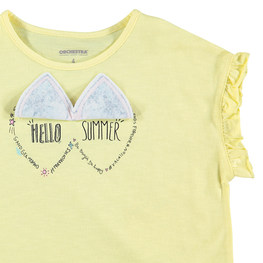 Tee-shirt à manches courtes volantées et lunettes patchées 