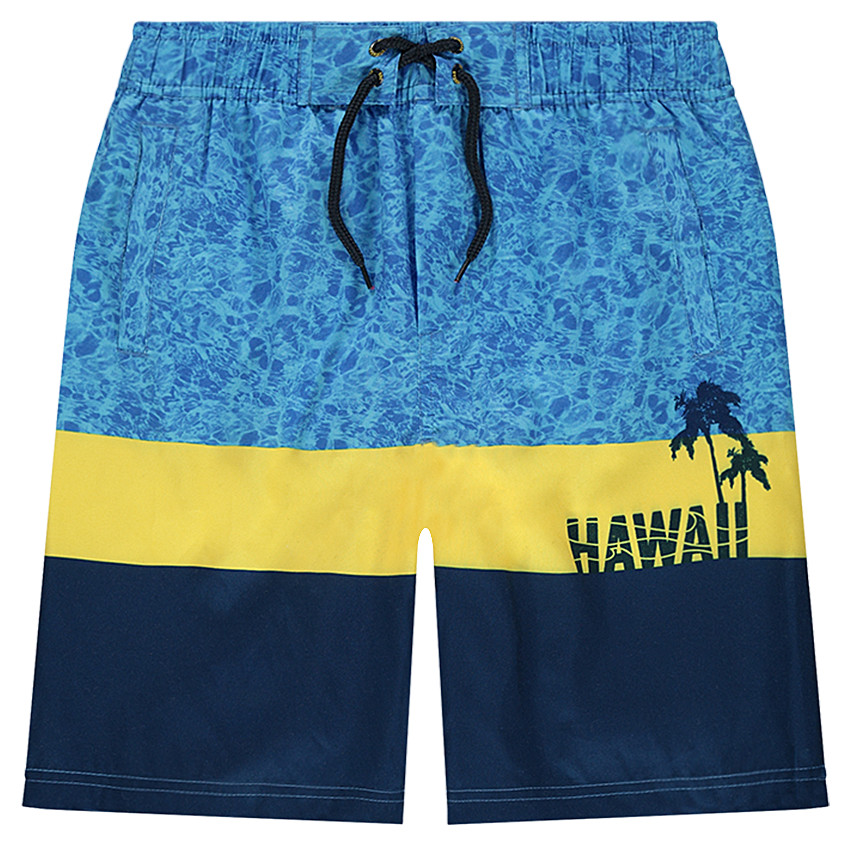 Junior - Bermuda de bain avec bandes contrastées et imprimé piscine 