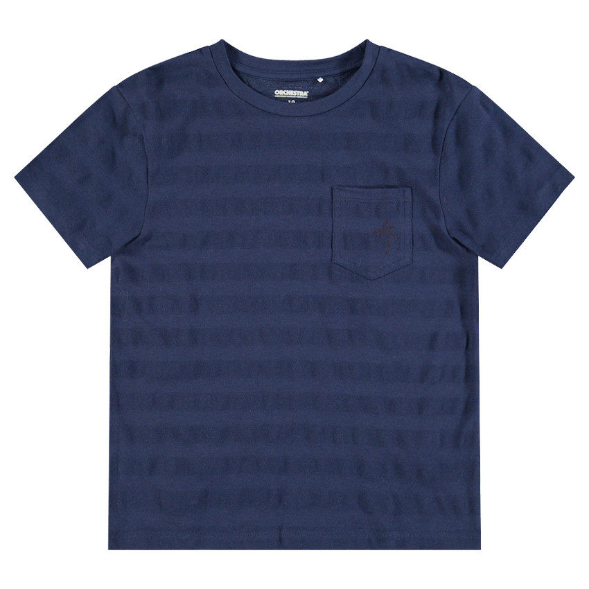 Tee-shirt manches courtes avec effet de rayures et poche 