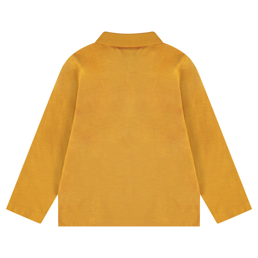 Junior - Polo manches longues en jersey slub avec logo printé 