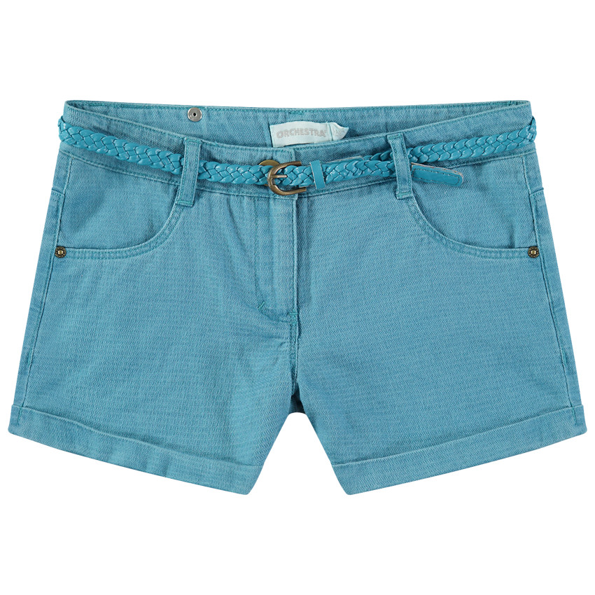 Short surteint en toile fantaisie avec ceinture tressée amovible 