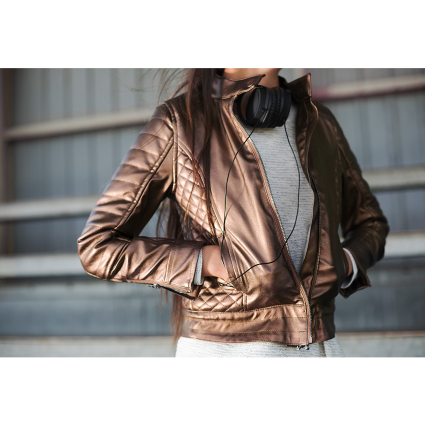 Junior - Veste en simili cuir effet métallisé 