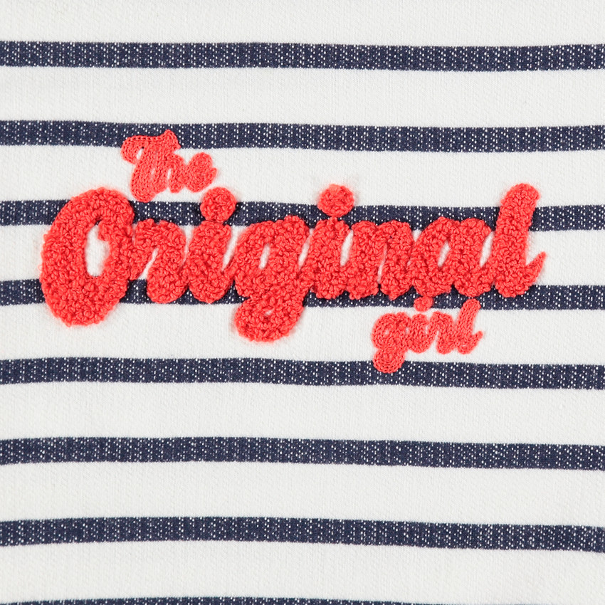 Sweat en molleton rayé avec inscription en bouclette 