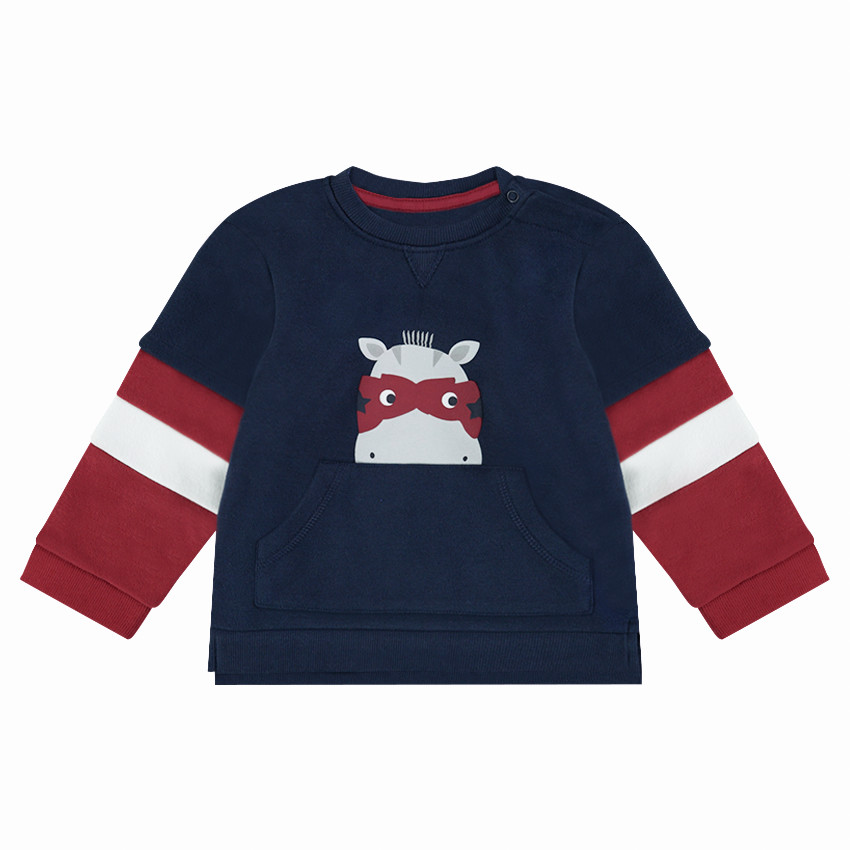 Sweat en molleton effet 2 en 1 avec print fantaisie et poche 