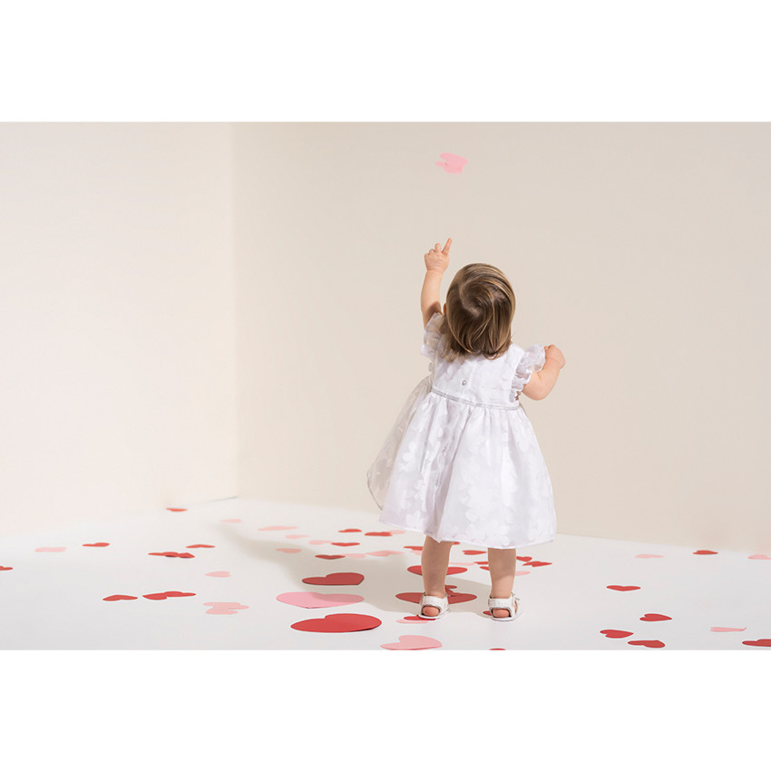 Robe de cérémonie en tulle avec fleurs en ton sur ton 