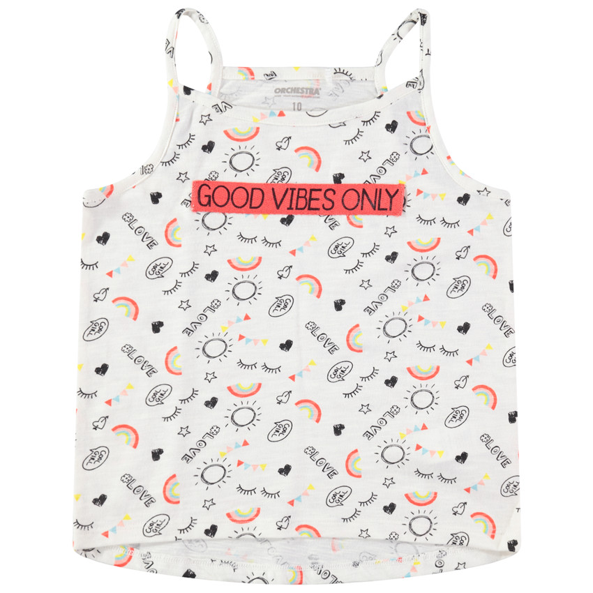 Débardeur à fines bretelles imprimé symboles all-over 