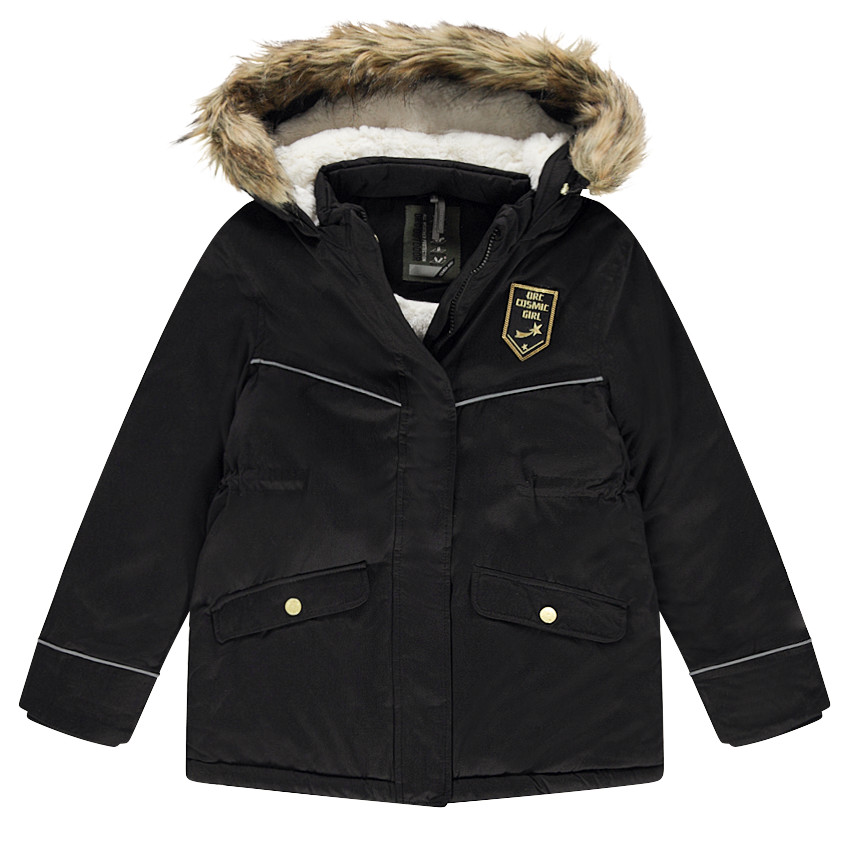 Junior - Parka en twill doublée sherpa avec fausse fourrure amovible 