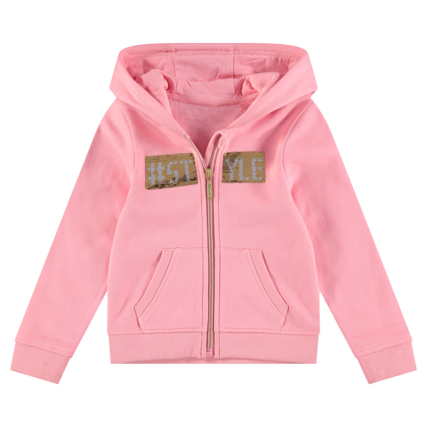 Gilet à capuche en molleton avec message en sequins magiques 