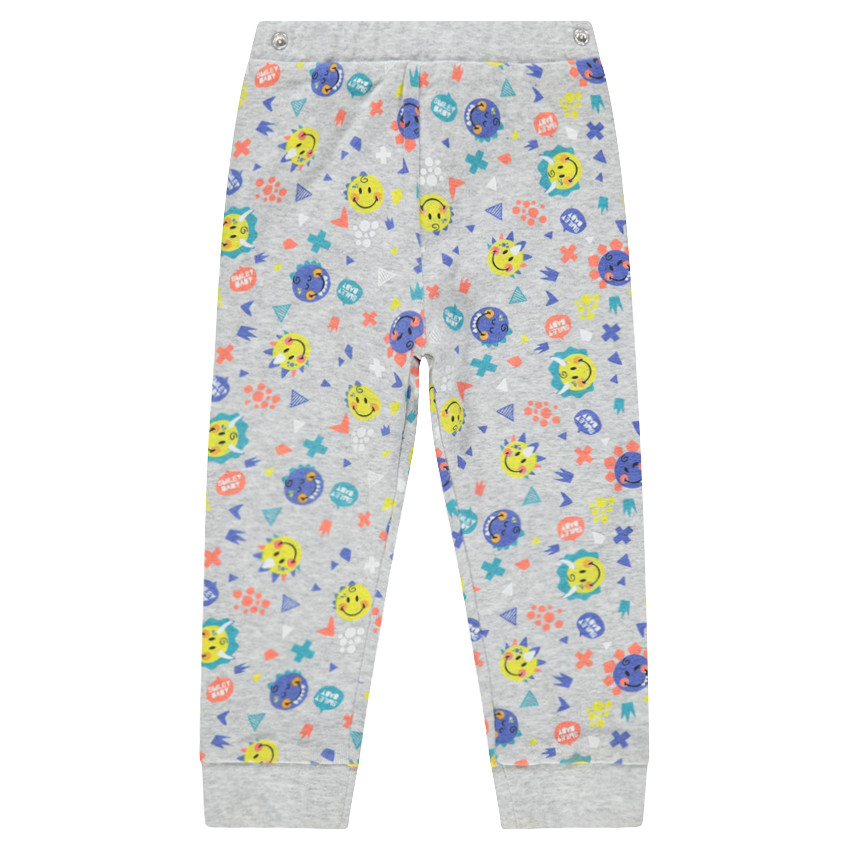 Pyjama en jersey avec prints Smiley et empiècements en relief 