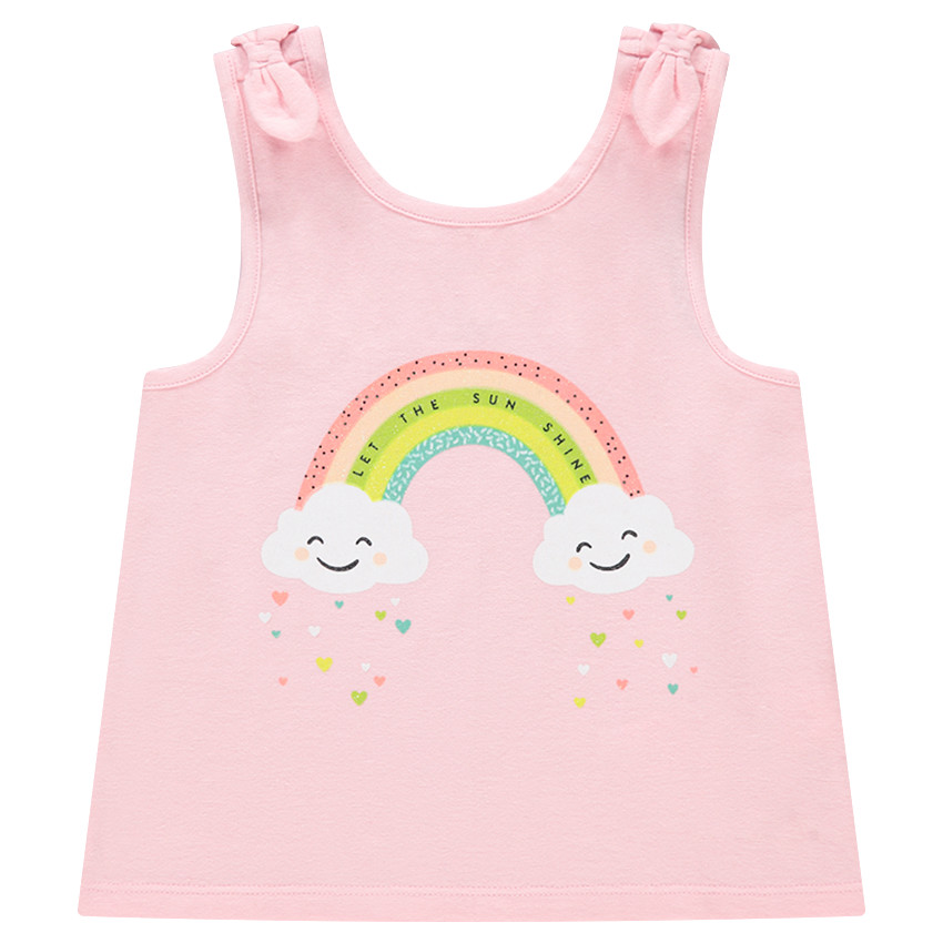 Débardeur en jersey uni avec noeuds et print fantaisie 