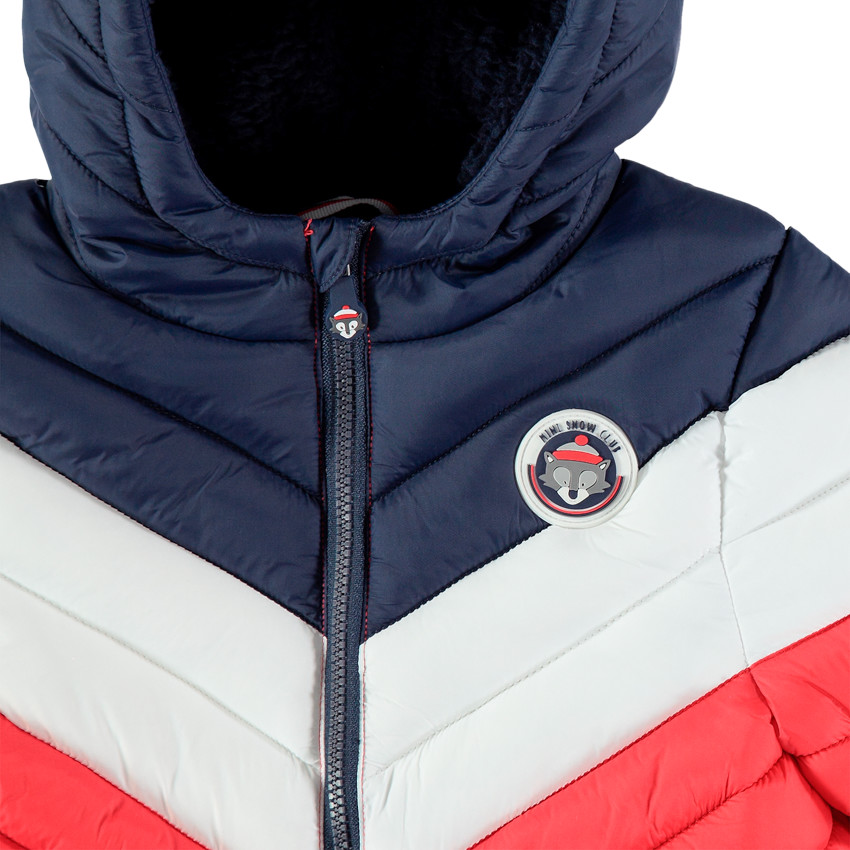 Doudoune matelassée tricolore à  capuche 