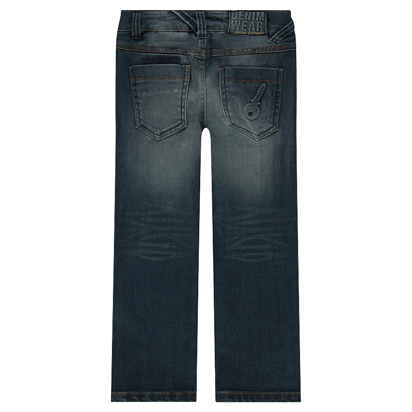 Jeans effet used et crinkle avec ombres et déchirures 