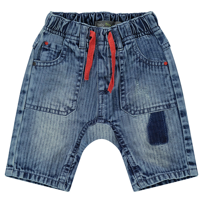 Bermuda en denim léger effet rayé 