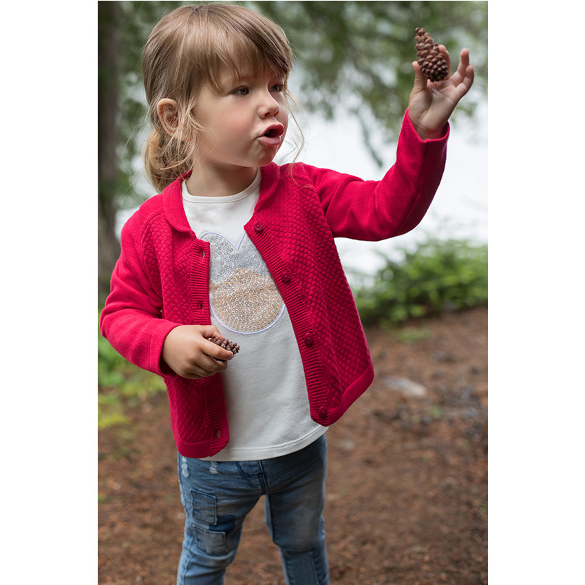 Gilet en tricot uni avec maille fantaisie 