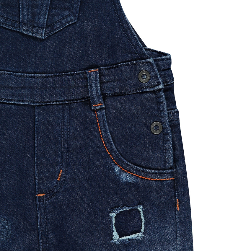 Salopette en molleton effet jeans used à poches 