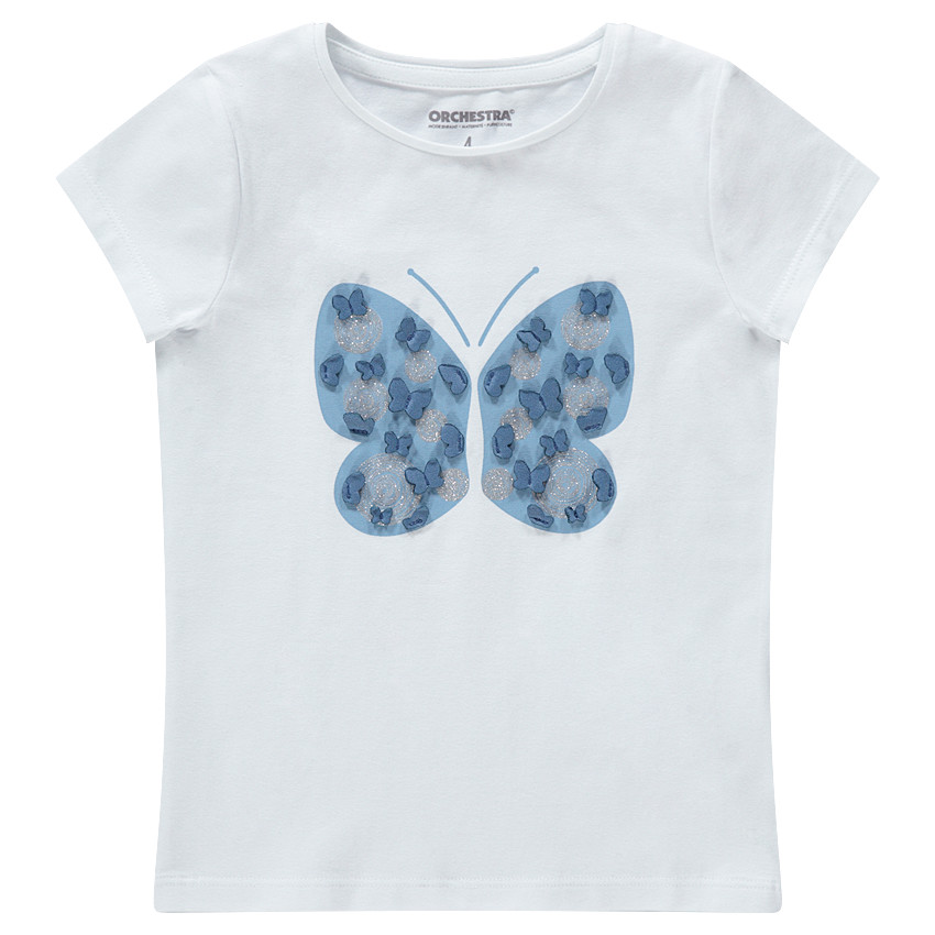 Tee-shirt manches courtes avec motif printé et détails en relief 