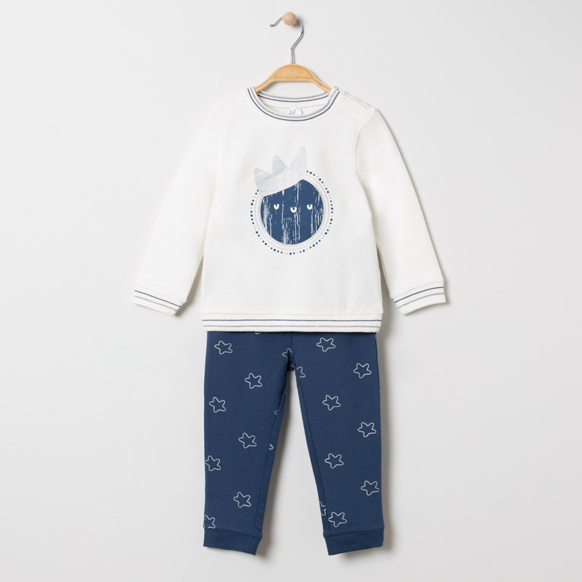 Jogging en molleton à lune et étoiles printées 