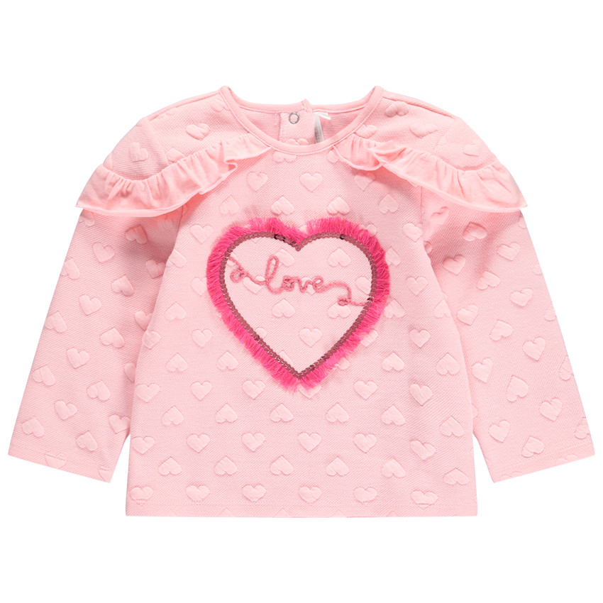 Sweat en molleton avec coeurs en jacquard et motif à sequins 