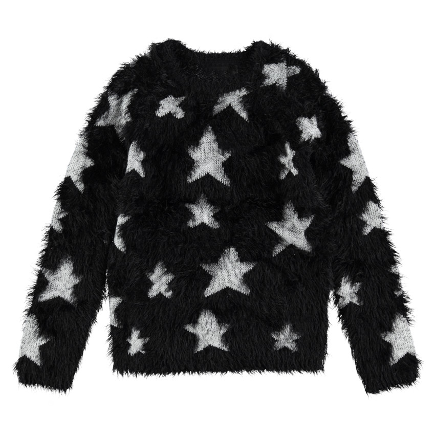 Junior - Pull en tricot poil avec étoiles contrastées all-over 