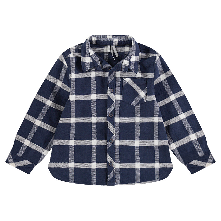 Junior - Chemise manches longues en flanelle à carreaux avec poche 