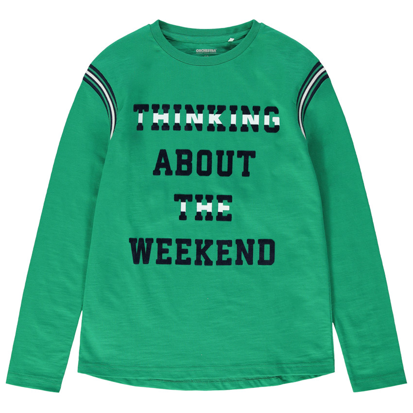 Junior - T-shirt manches longues en jersey avec message printé 