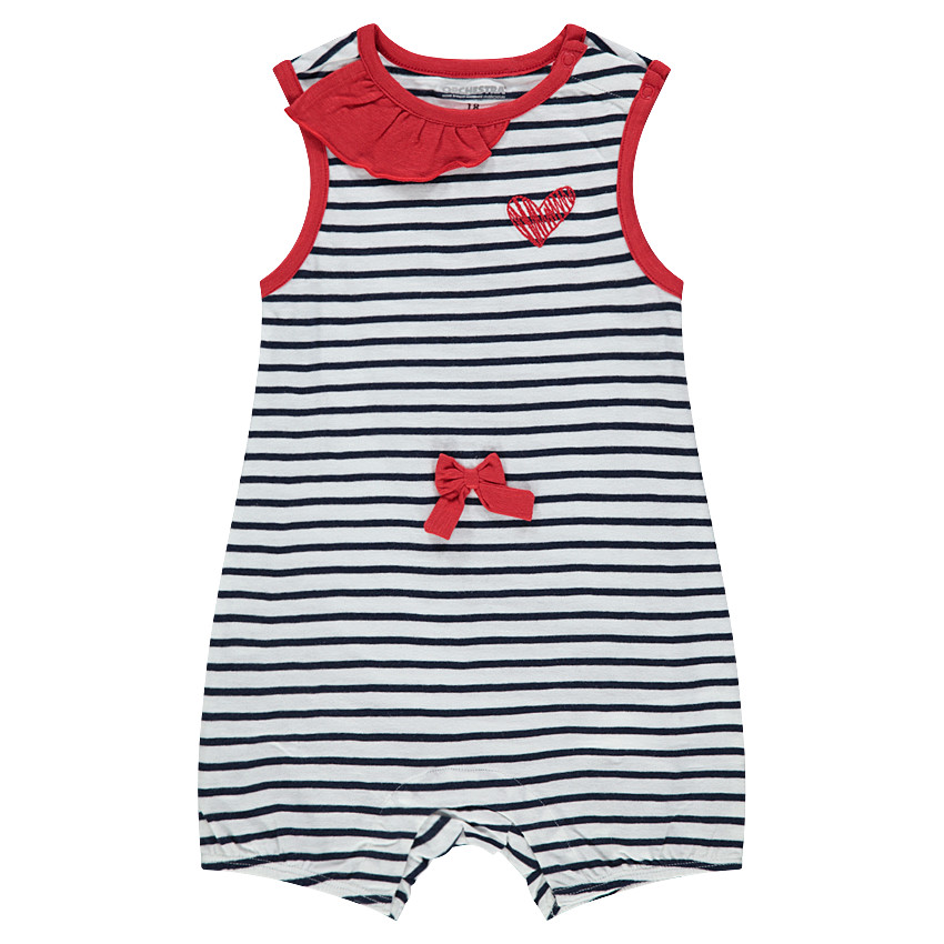 Combinaison courtes avec volant au col et noeud rouge 