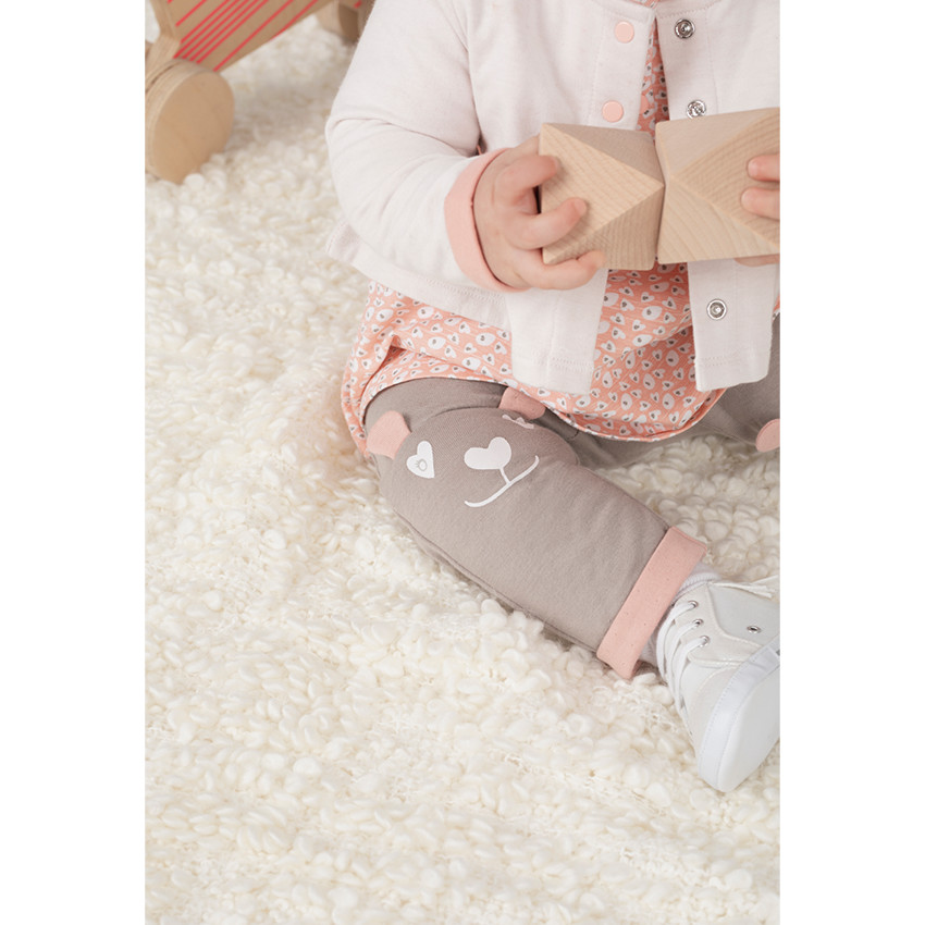 Ensemble avec tunique imprimée all-over, gilet uni et pantalon 