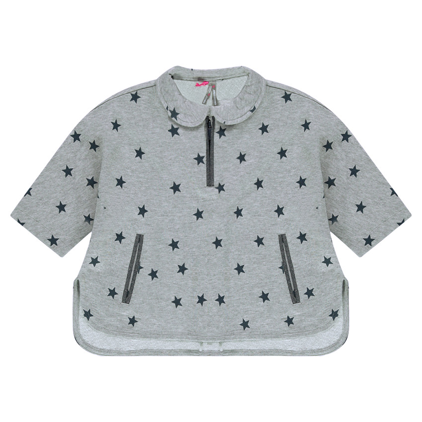 Sweat en molleton forme cape imprimé étoiles 