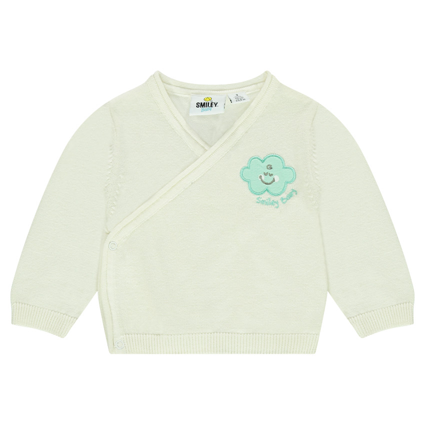 Brassière en tricot avec badge nuage Smiley Baby 