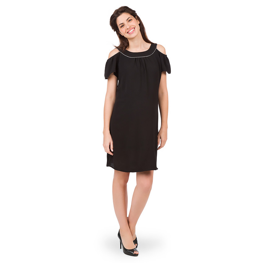 Robe de grossesse en crêpe avec épaules dénudées 