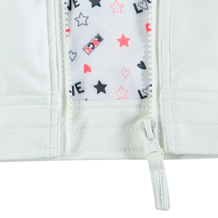 Perfecto effet cuir avec coeurs en sequins et inscriptions au dos 