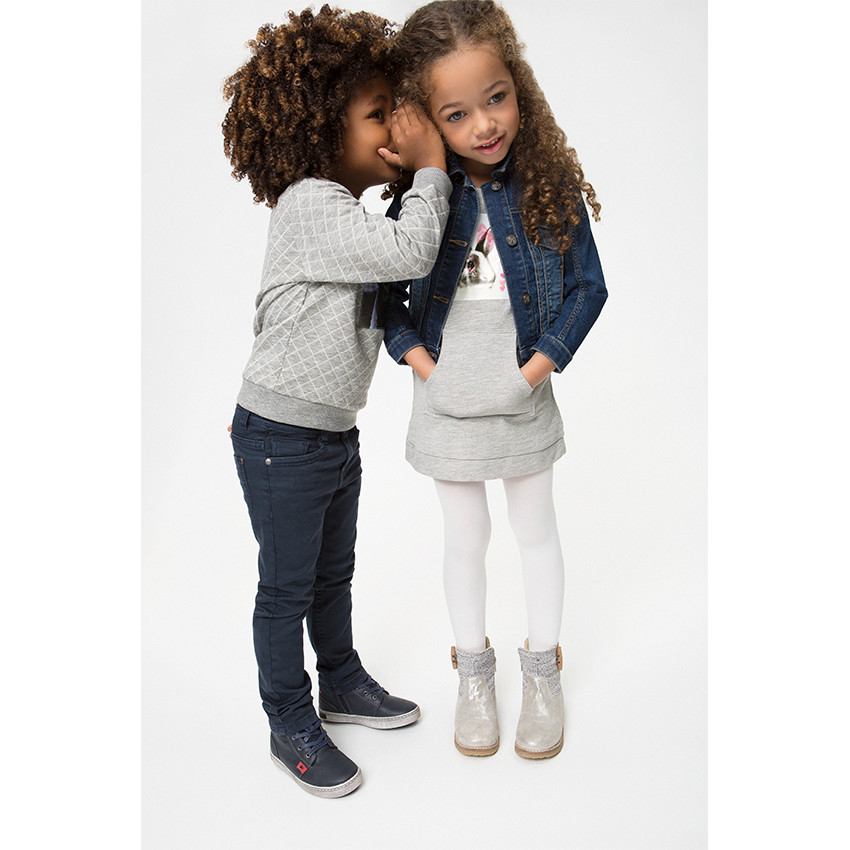 Bottines en cuir pailleté avec empiècement en tissu imprimé 