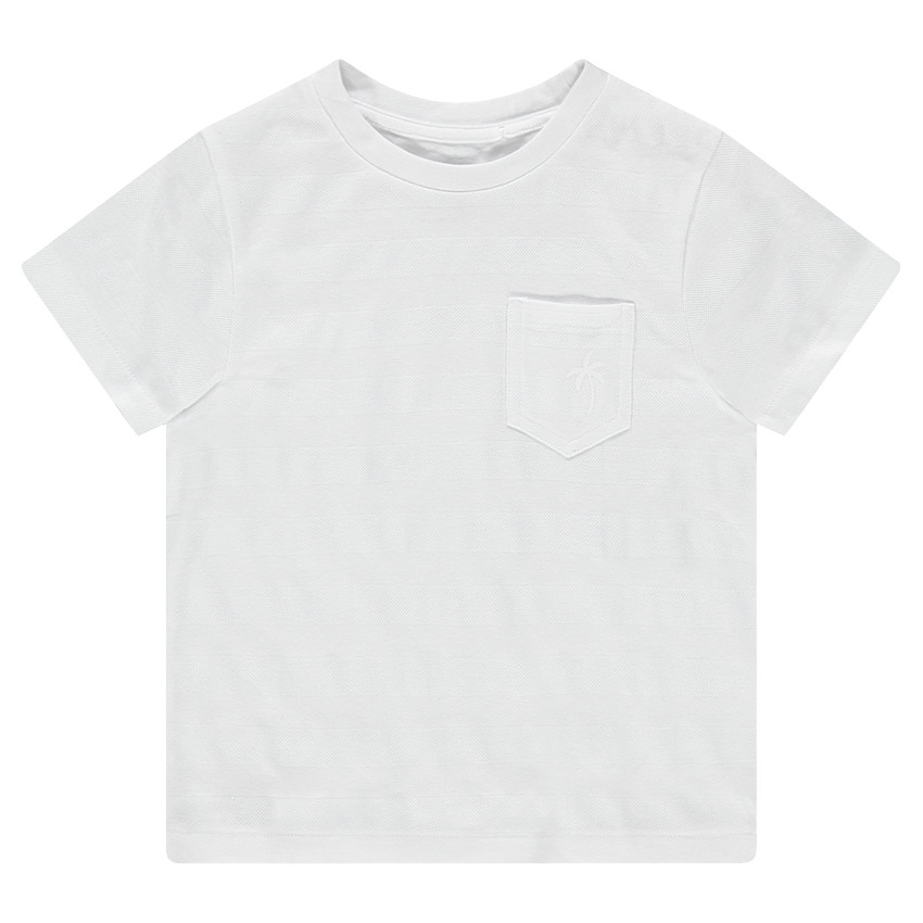 Tee-shirt manches courtes avec effet de rayures et poche 