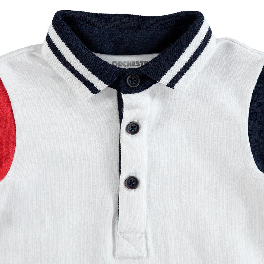 Polo manches courtes contrastées en coton  