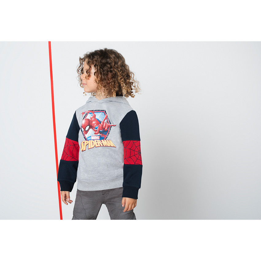 Sweat en molleton avec print Marvel Spiderman et capuche effet masque 