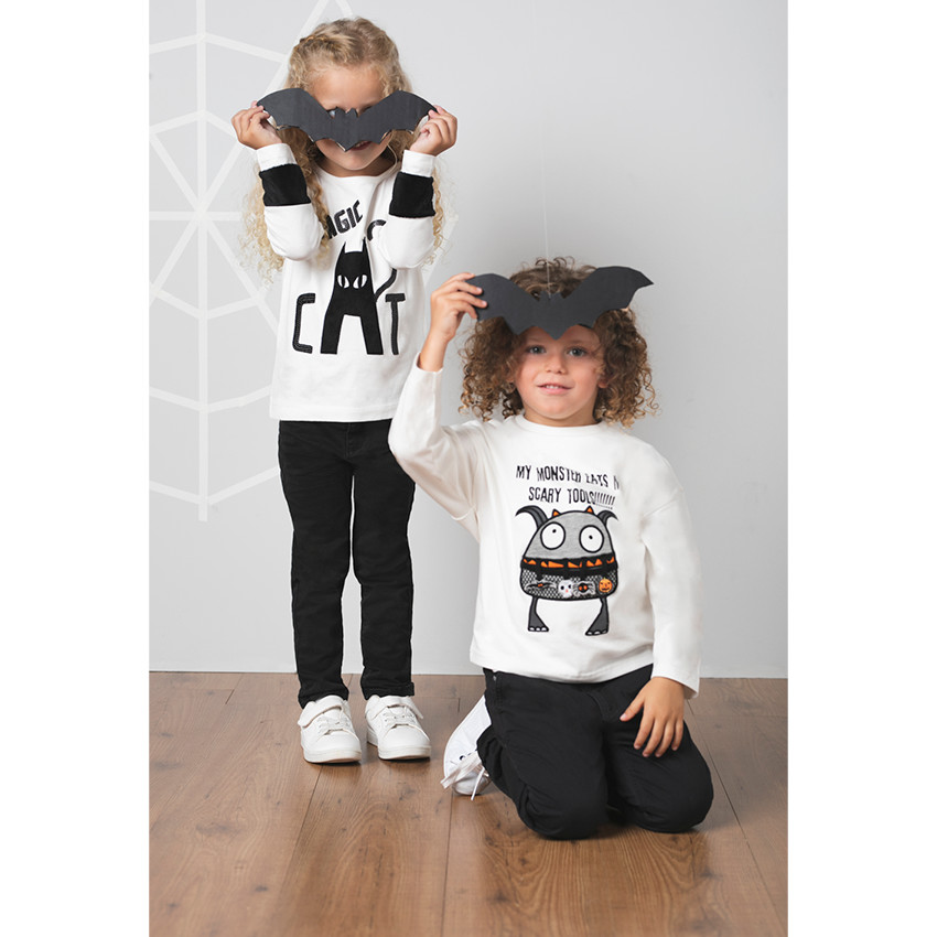 Tee-shirt HALLOWEEN manches longues en jersey avec monstre printé 