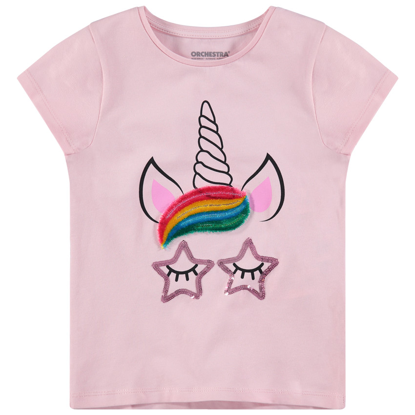 Tee-shirt manches courtes en jersey avec motif fantaisie en relief 