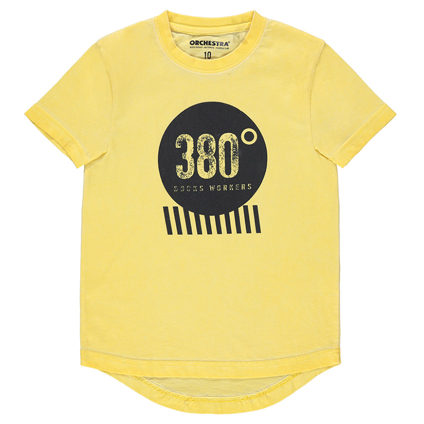 Junior - Tee-shirt manches courtes en jersey surteint jaune avec print 