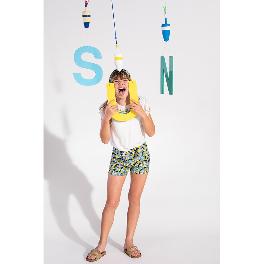 Junior - Tunique en crépon avec frise brodée style ethnique 