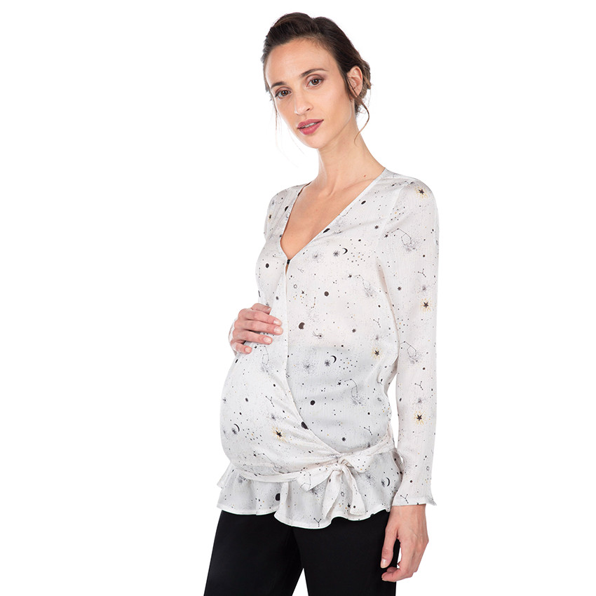 Top de grossesse croisé avec imprimé graphique all-over 
