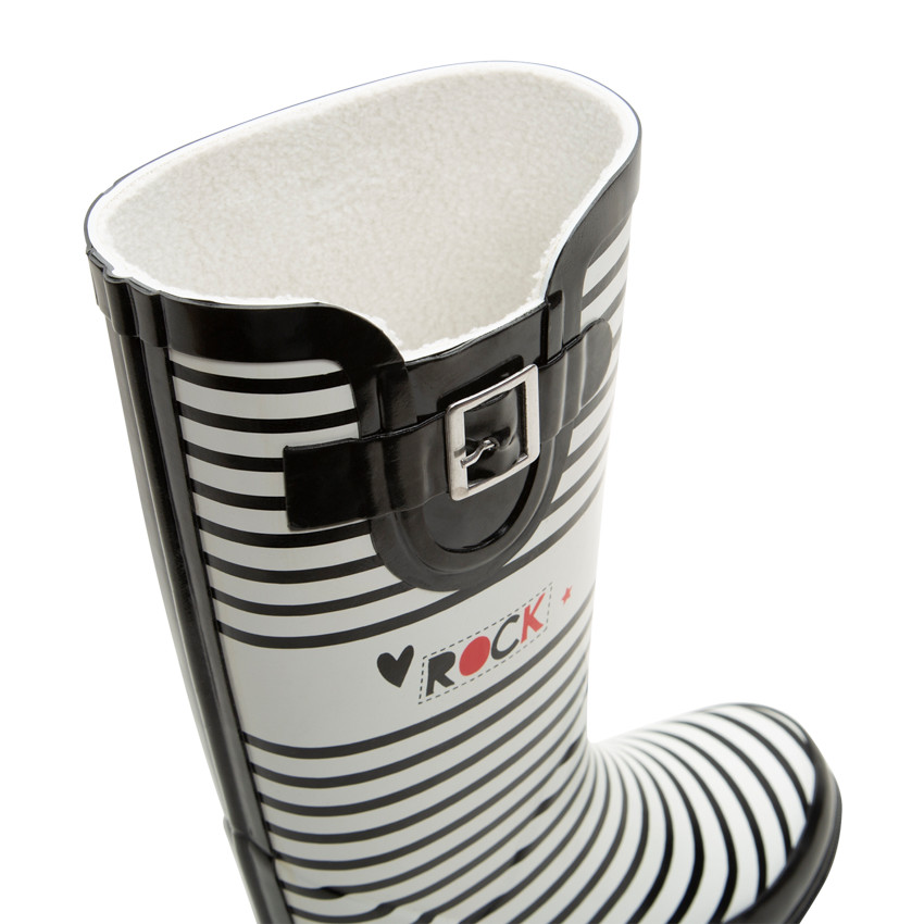 Bottes de pluie en caoutchouc à rayures all-over et boucle fantaisie du 28 au 38 