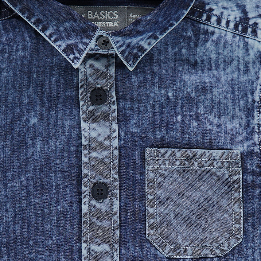 Chemise manches longues effet jeans rayé délavé 
