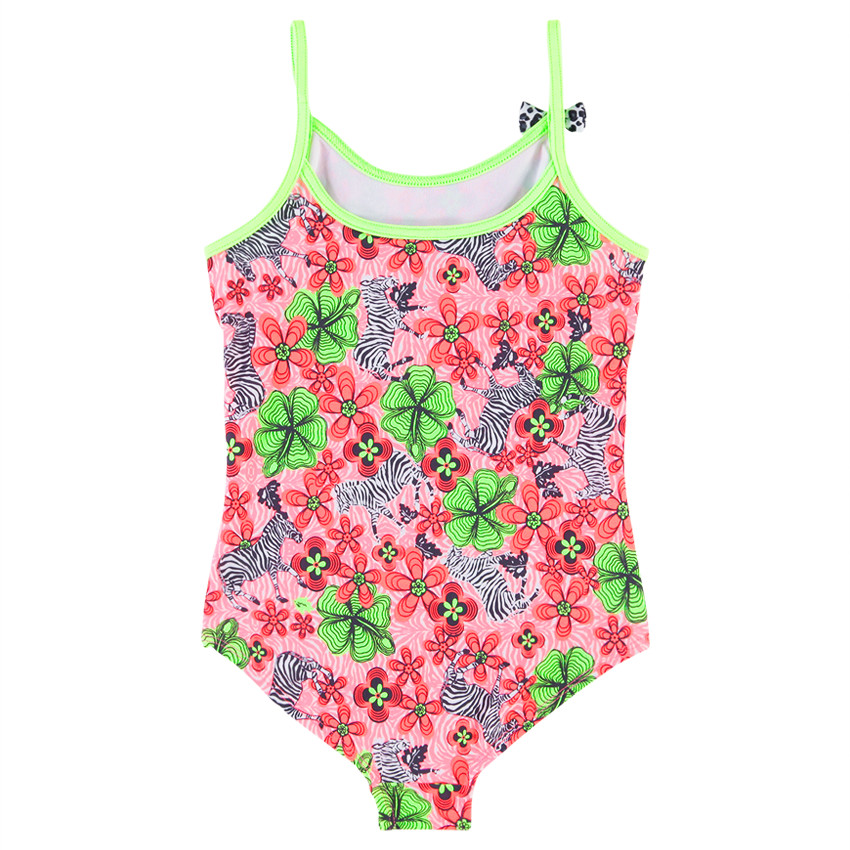 Maillot de bain 1 pièce imprimé fleurs et zèbres 