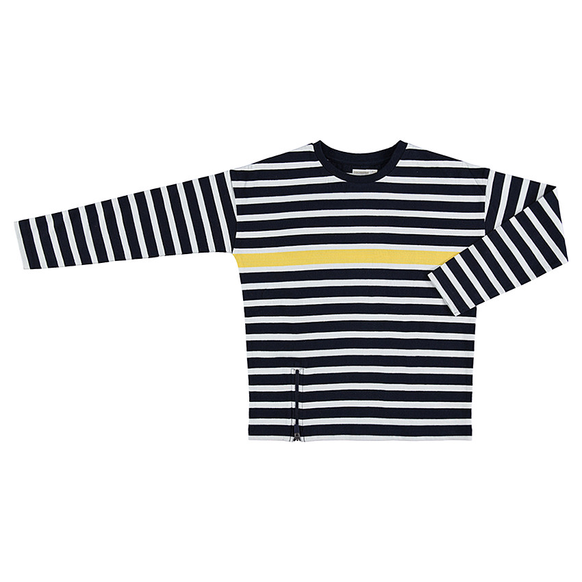 Junior - Marinière en jersey avec bande contrastée et zip fantaisie 