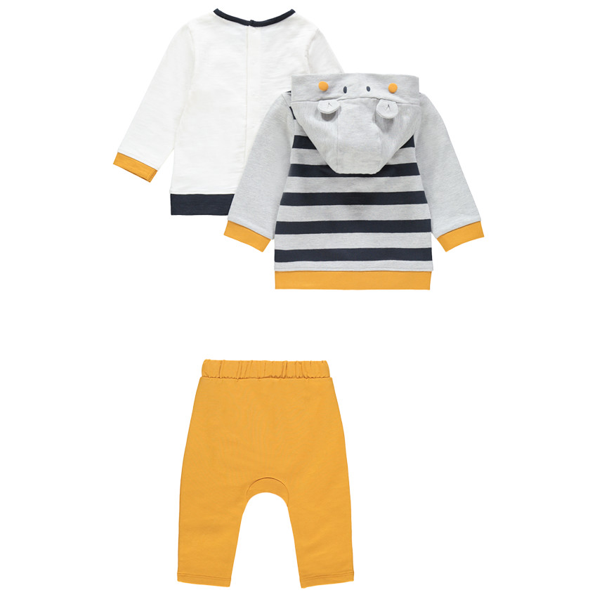 Ensemble avec t-shirt print ours, gilet à capuche et pantalon 