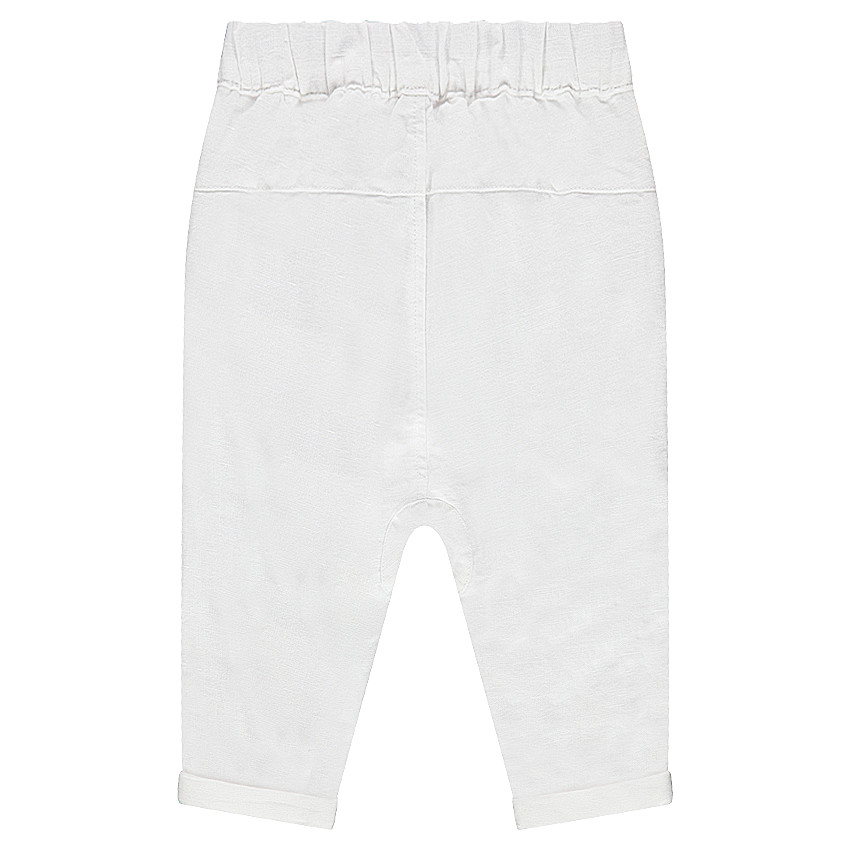 Sarouel en lin et coton avec motif sur le bas de la jambe 