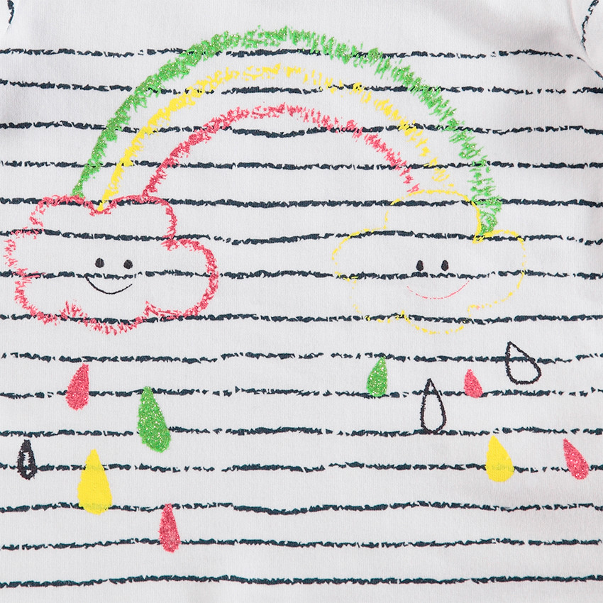 Jogging en molleton avec sweat rayé et pantalon print arc-en-ciel 